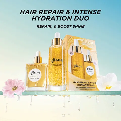 Image 1, HAIR REPAIR & INTENSE HYDRATION DUO REPAIR, & BOOST SHINE gisou honey infused hair oil hulle capillaire au miel 20ml e-0.7 fl.oz. கண்ன் FULL SIZE gisou BEST SELLER giso honey infused hair repair serum intense hydration honey drops gison honey infused hair repair seran Intense hydration honey drops gison honey infused hair oil 20mie-07 filoz HAIR REPAIR & INTENS HYDRATION DUO REPAIR DAMAGE & BOOST SHINE Répare les dommages et augmente la brillance Image 2, DRAMATICALLY BOOSTS SHINE & SMOOTH FRIZZ BEFORE DRY HAIR AFTER Image 3, REPAIR & INTENSELY HYDRATE BEFORE DAMP HAIR AFTER Image 4, 1 1. HAIR REPAIR SERUM Repairs & intensely hydrates 2 HAIR OIL Boosts Shine & Smooth Frizz O isou Toy infused hair repair serum tense hydration honey drops gisou honey infused hair oil huile capillaire au miel 20ml e-0.7 fl.oz. Image 5, MIRSALEHI HONEY Sustainably and ethically sourced from our Bee Garden in the Netherlands Rich in vitamins, minerals, amino acids and antioxidants Deeply nourishes to repair and restore