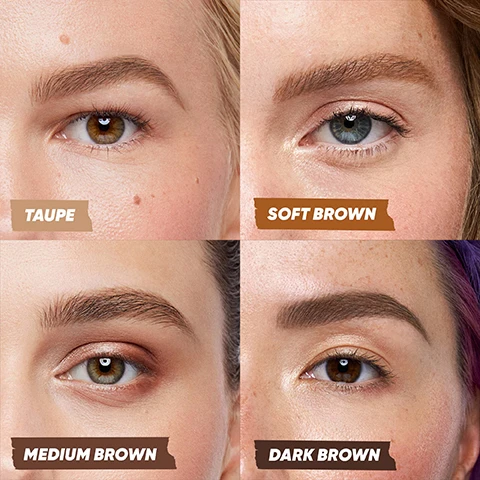 Image 1, models wear taupe, soft brown, medium brown and dark brown. image 2, add tiniest hair like details, fill super sparse patches, create a natural looking talk, before and after. image 3, 1mm micro top for the tiniest hair like strokes. image 4, brow pop nano. best for detailing and feathery effect, 1mm point pencil for the finest hairlike strokes, firm wax for precision application. brow pop dual action. best for filling, defining and shaping. dual sided triangular tip, thick side fills, thin side defines with ease. soft, wax based formula for natural buildable colour. image 5, kosas brow team. air brow tinted boost, fluff, tint it. air brow clear, lift, conditioner and set it. brow pop nano detail, feather, perfect it brow pop dual action, fill define, shape it. image 6, find your shade if you wear brow pop dual action. grey, honey blonde, taupe, soft brown, auburn, medium chocolate brown, medium brown, dark brown, brown black, black.