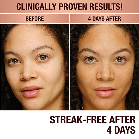 Image 1 - A side-by-side image showing a womans face before and after using a skincare product, with the left labeled BEFORE and the right labeled 4 DAYS AFTER, featuring additional text at the bottom that reads STREAK-FREE AFTER 4 DAYS.
Image 2 - Image shows two bottles of tanning drops on a sandy surface with water reflections; the visible text includes CHOOSE FROM TWO SUN-KISSED SHADES!, BEAUTIFUL SKIN ISLAND GLOW EASY TANNING DROPS, TAN/DEEP FOR WARMER/NEUTRAL UNDERTONES, and LIGHT/MEDIUM FOR COOLER/NEUTRAL UNDERTONES.