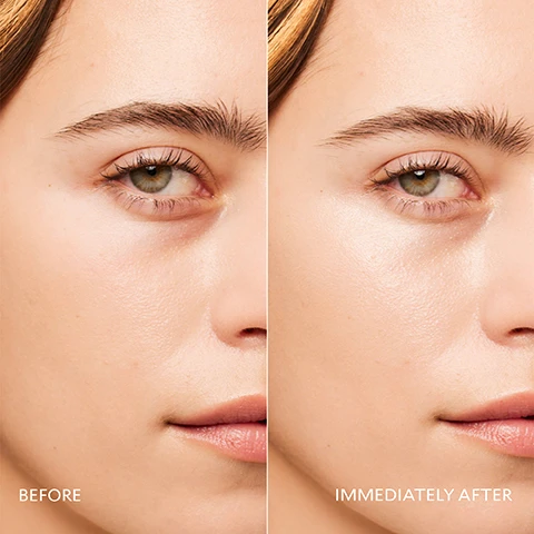 Image 1 - A close-up comparison of a persons face showing the left side labeled BEFORE with a matte complexion, and the right side labeled IMMEDIATELY AFTER with a slightly glossy appearance and visibly smoother skin.
Image 2 - A close-up of a woman holding a green tube labeled TATA HARPER BRIGHTENING EYE GEL, with her eye and skin glowing, alongside the text stating 100% of participants showed instantly brighter eyes and a note about a clinical study.
Image 3 - A close-up of a womans face showing her eye and a portion of her mouth, with the visible text stating 94% agree the eye area immediately looks more hydrated.* 100% agree eye area immediately looks smoother* *Based on the self-assessment portion of a 4-week clinical study on 35 women ages 20 - 60 years, used daily.
Image 4 - A close-up of a woman with curly hair and freckles, holding a green eye gel tube with the text 100% agree eye area immediately looks smoother and a note about a clinical study on the tube.
Image 5 - Image of skincare products arranged on a softly lit background, featuring five items labeled as part of The Radiance Ritual, including Regenerating Cleanser, Resurfacing Mask, Resurfacing Serum, Water-Lock Moisturizer, and Brightening Eye Gel, with text outlining each steps purpose for skincare.
Image 6 - A close-up of a green tube of Tata Harper Brightening Eye Gel, with visible text detailing its benefits: Brightens Dark Circles, Depuffs With Cooling Massage tip, and Smooths and Primes For Concealer.
Image 7 - A close-up of a woman demonstrating the application of eye gel, with visible text instructions on how to apply, including Swipe, Massage, and Tap, along with detailed steps for each.
Image 8 - An image of a green tube of Tata Harper Brightening Eye Gel surrounded by fresh ingredients like avocado, cucumber, and a light-colored background, with the text High Performance Ingredients, BRIGHTENING Kakadu Plum, Upcycled Avocado, Light Reflecting Pigments, HYDRATING Hyaluronic Acid, Oat Ceramides, and DEPUFFING Cucumber Seed, Green Coffee Bean Extract.
Image 9 - Image of five skincare products arranged aesthetically, labeled as follows: Step 1: Regenerating Cleanser, Step 2: Resurfacing Mask, Step 3: Resurfacing Serum, Step 4: Brightening Eye Gel, Step 5: Water-Lock Moisturizer, with the title The Radiance Ritual displayed at the top.
Image 10 - A close-up image of a green applicator with a gold and taupe tip, featuring text that reads Bright Eyes in One Swipe, Refreshing citrus aroma, Cooling & soothing massage tip, and Brightening Light Reflecting Pigments.
Image 11 - Image shows a comparison of two skincare products side by side: on the left, a green bottle of Restorative Eye Crème with a creamy swirl, described as a nourishing silky crème that minimizes wrinkles and dark circles; on the right, a green tube of Brightening Eye Gel with a gel swirl, described as an illuminating gel cream for brightening dark circles and hydrating, with the text Which Product is Right for You? at the top.